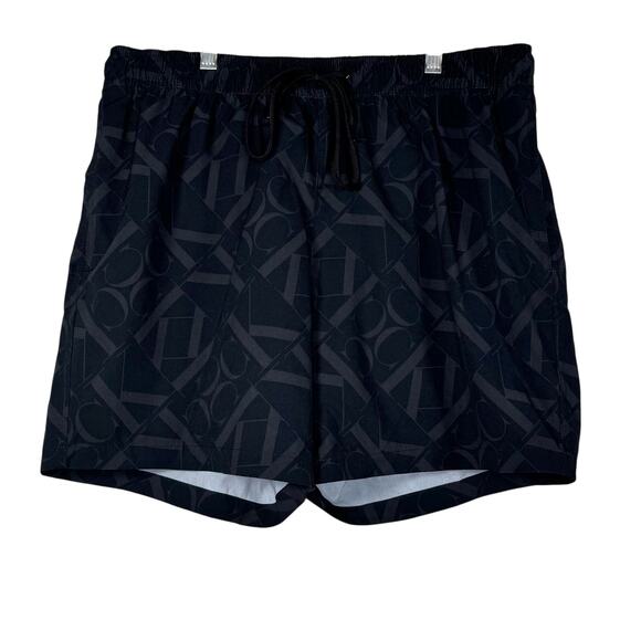 Calvin Klein Black Swim Shorts Allover Monogram Logo Large - Picture 13 of 13